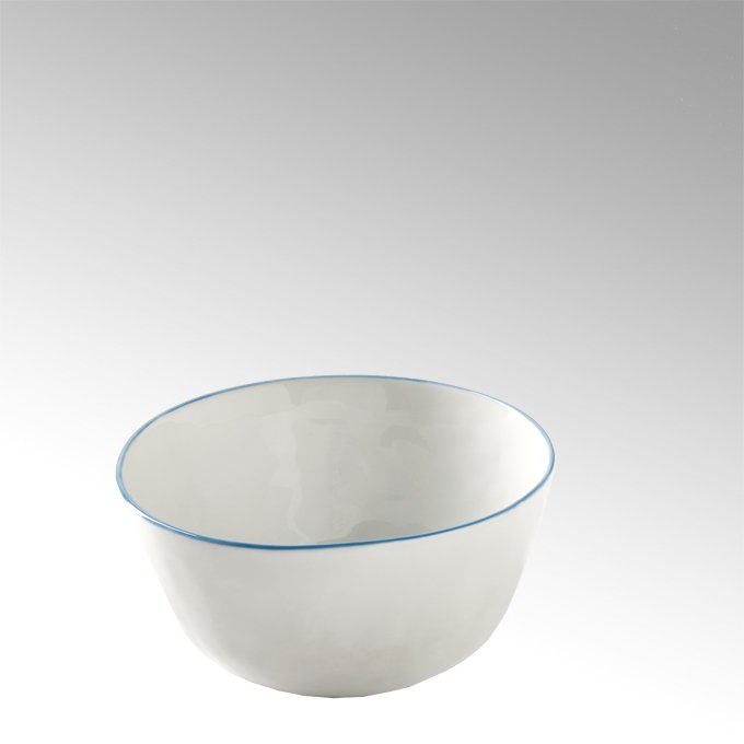 Piana bowl white with lightblue rim,