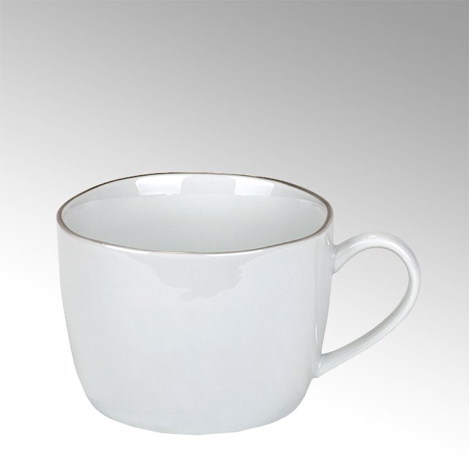 Piana coffeecup white with grey rim,