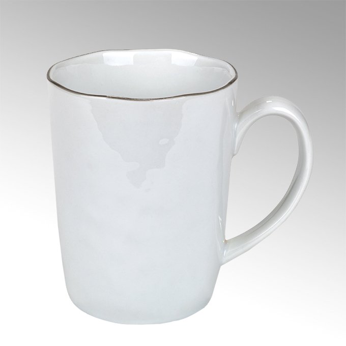 Piana mug with handle white with grey rim,