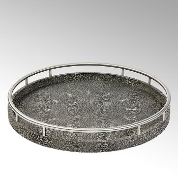 Manon tray, round, D 45 cm H 7 cgraphite, shagreen