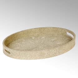 Ninon tray,oval 48x34x6 cm,sand, shagreen