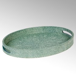 Ninon tray,oval 48x34x6 cm, jade, shagreen