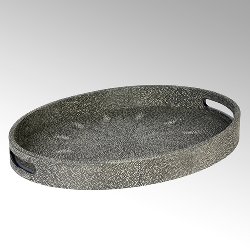 Ninon tray,oval 48x34x6 cm, graphite, shagreen