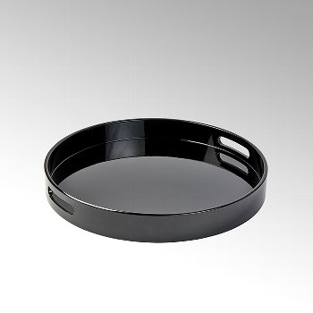 ENZO tray varnish round black D35 H5,7 cm