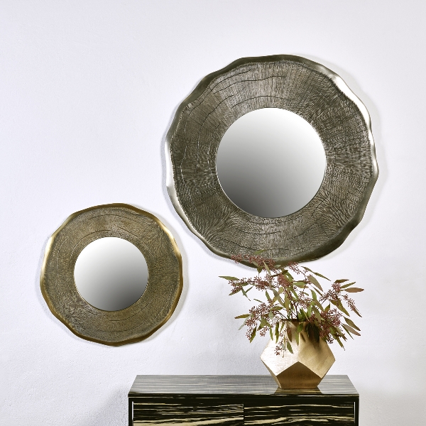 Siddharta Spiegel klein Aluminium bronze rund D60,5 cm Spiegel D31 cm