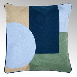 Moholy cushion, sage/camel/petrol,