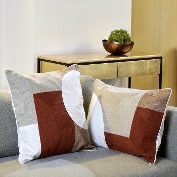 Moholy cushion, rust/ivory/camel,