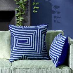 Vasarely cushion, indigo/sage,